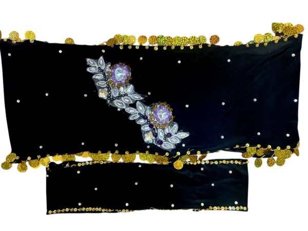 画像6: エジプト製プリントストレッチバラディドレス☆ black purple tie dye color☆ (6)