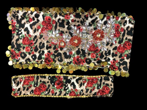 画像6: エジプト製プリントストレッチバラディドレス☆ black red rose ☆ (6)