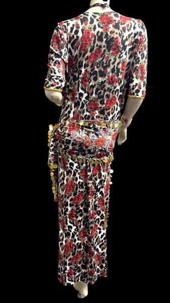 画像4: エジプト製プリントストレッチバラディドレス☆ black red rose ☆ (4)