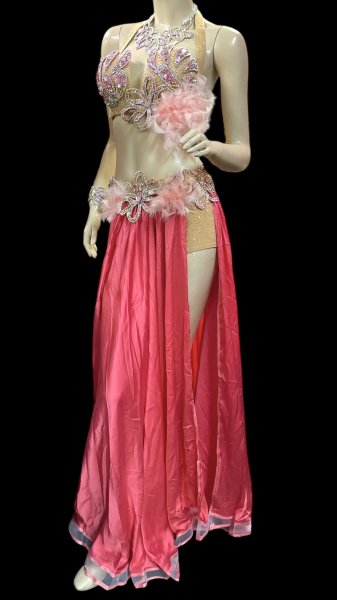 画像2: エジプトオリエンタルコスチューム☆salmon pink satin brilliant ☆ (2)