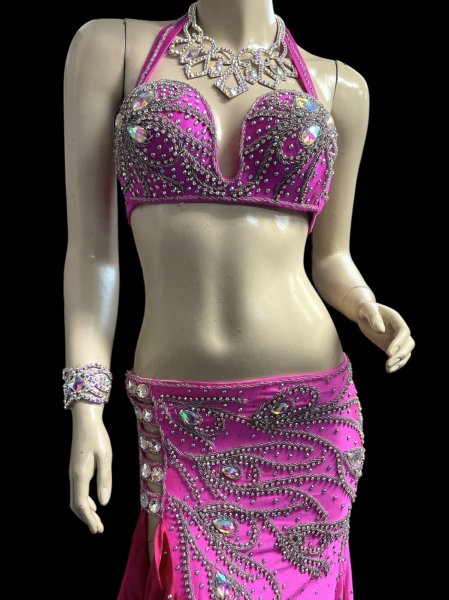 画像3: エジプトオリエンタルコスチューム ☆elegant rhinestone hot pink☆ (3)