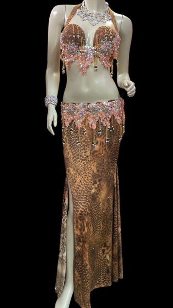 画像1: エジプトオリエンタルコスチューム☆orange animal print sunset ☆ (1)