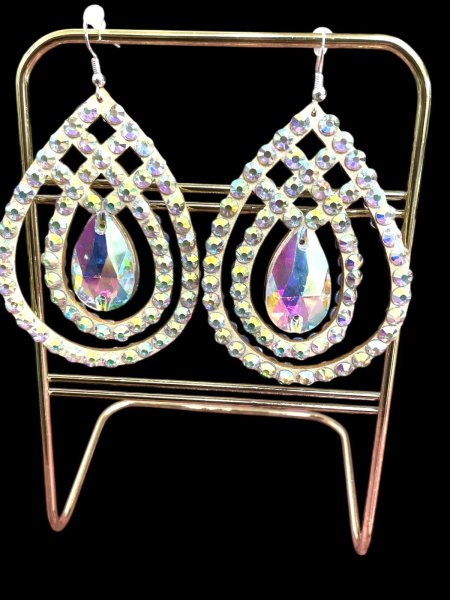 画像1: オーロラキラキララインストーンピアス12 (1)