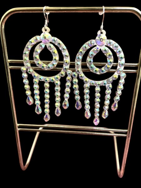 画像1: オーロラキラキララインストーンピアス8 (1)