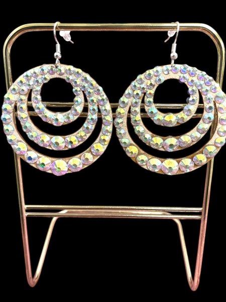 画像1: オーロラキラキララインストーンピアス3 (1)