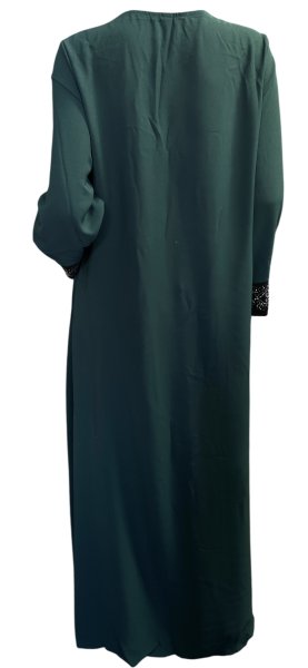 画像4: プリントポリエステルガラベーヤ☆green black rhinestone☆前開きタイプ☆フロントオープン (4)