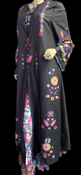 画像3: プリントポリエステルガラベーヤ☆White orange flower☆前開きタイプ☆フロントオープン (3)