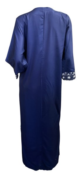 画像4: プリントポリエステルガラベーヤ☆Navi white flower ☆前開きタイプ☆フロントオープン (4)