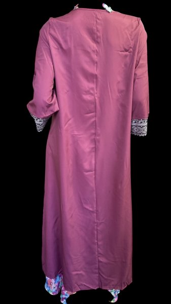 画像4: プリントポリエステルガラベーヤ☆cherry pink☆前開きタイプ☆フロントオープン (4)