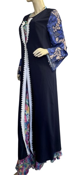 画像3: プリントポリエステルガラベーヤ☆Navi ☆前開きタイプ☆フロントオープン (3)