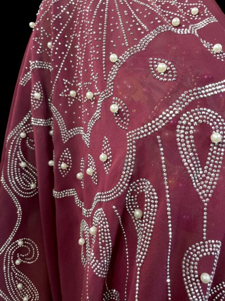 画像4: フーデットキラキラパールカバードレス☆bordeaux☆ (4)
