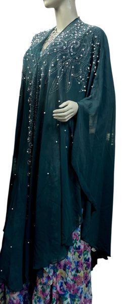 画像3: フーデットキラキラパールカバードレス☆dark green☆ (3)