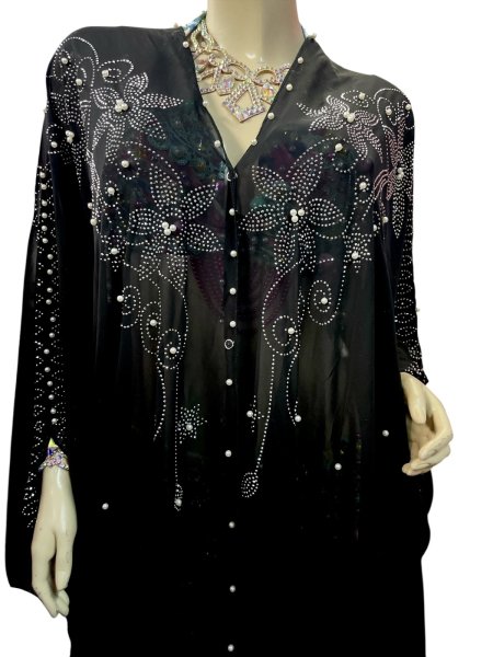 画像2: フーデットキラキラパールカバードレス☆black☆ (2)