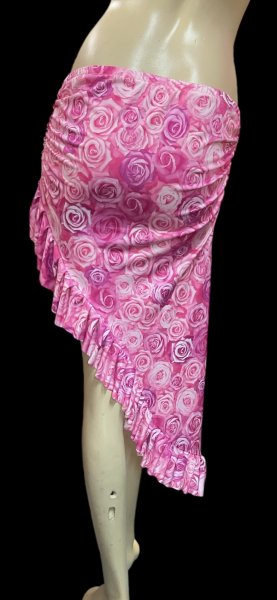画像3: Amira Jamila オリジナル☆ストレッチフリルヒップスカーフ*pink rose flower * (3)