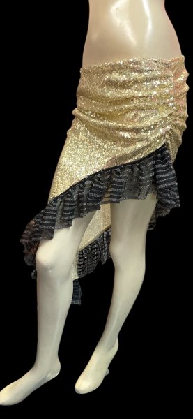 画像2: Amira Jamila オリジナル☆スパンコールストレッチフリルヒップスカーフ*gold* (2)