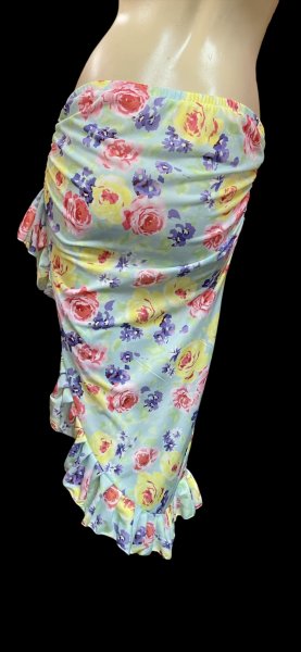 画像3: Amira Jamila オリジナル☆ストレッチフリルヒップスカーフ*mint green multiple flowers* (3)