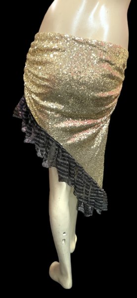 画像3: Amira Jamila オリジナル☆スパンコールストレッチフリルヒップスカーフ*gold* (3)