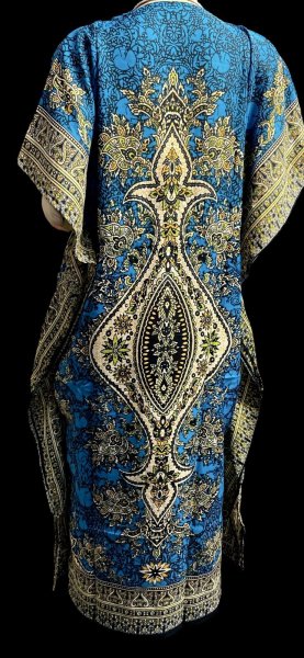 画像4: プリントカバードレス☆ターコイズアラビアンアラベスク☆⭐️フロントオープン  ⭐️ (4)