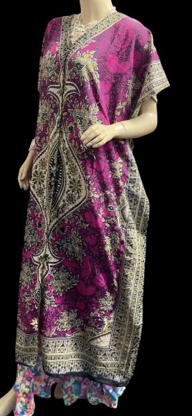 画像2: プリントカバードレス☆ピンクアラビアンアラベスク☆⭐️フロントオープン  ⭐️ (2)