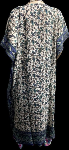 画像4: プリントカバードレス☆ブルーグリーンペイズリー☆⭐️フロントオープン  ⭐️ (4)