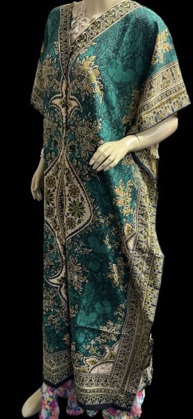 画像3: プリントカバードレス☆グリーンアラビアンアラベスク☆⭐️フロントオープン  ⭐️ (3)