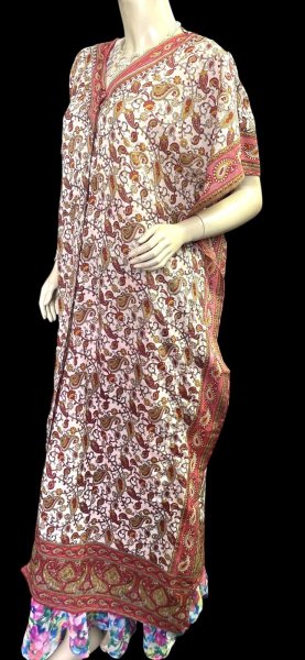 画像2: プリントカバードレス☆レッドオレンジペイズリー☆⭐️フロントオープン ⭐️ (2)