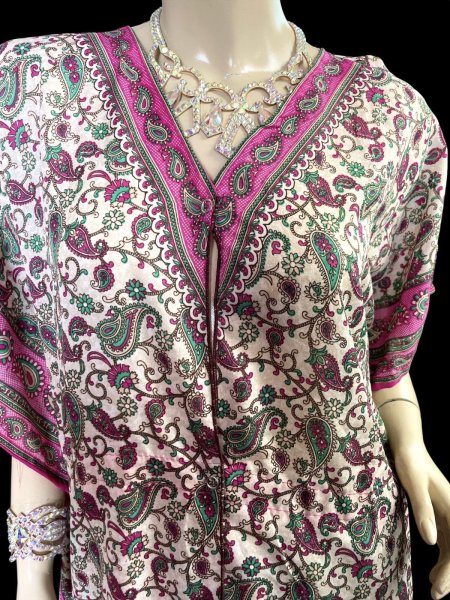 画像3: プリントカバードレス☆ピンクグリーンペイズリー☆⭐️フロントオープン  ⭐️ (3)