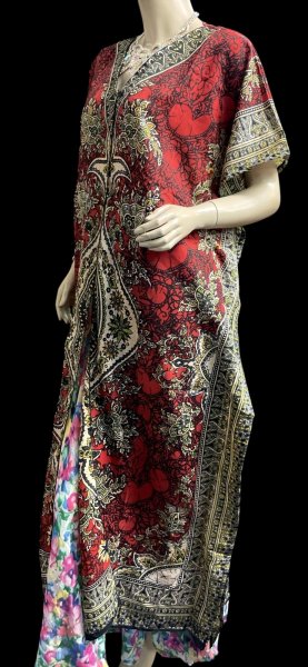 画像2: プリントカバードレス☆レッドアラビアンアラベスク☆⭐️フロントオープン  ⭐️ (2)