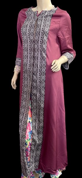 画像3: プリントポリエステルガラベーヤ☆cherry pink☆前開きタイプ☆フロントオープン (3)