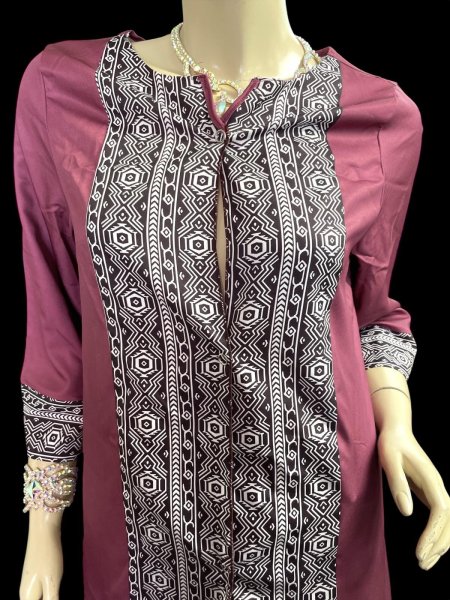 画像2: プリントポリエステルガラベーヤ☆cherry pink☆前開きタイプ☆フロントオープン (2)