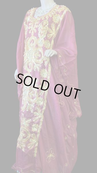 画像3: エジプト製トラディショナルハリジドレス☆burgundy ☆ (3)