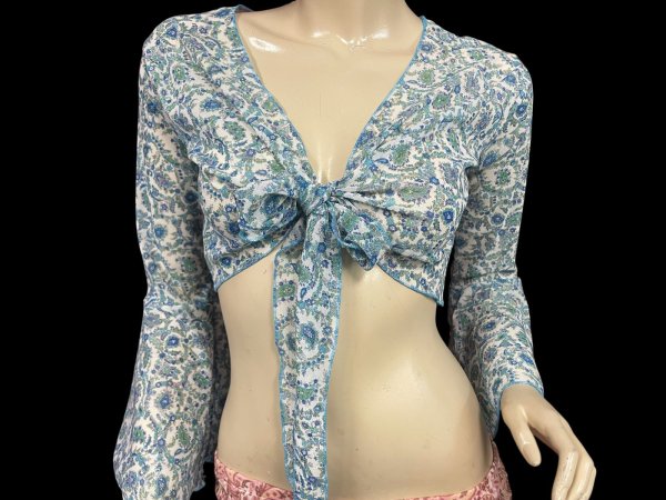 画像1: Amira Jamila オリジナル☆ストレッチチョリ*blue paisley * (1)