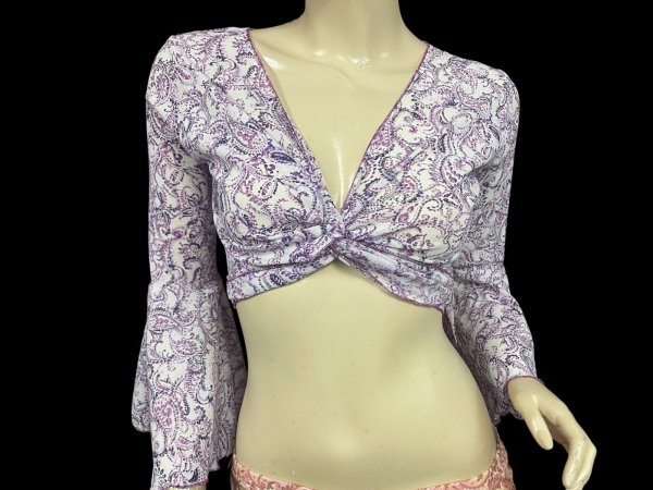 画像1: Amira Jamila オリジナル☆ストレッチチョリ*purple paisley * (1)