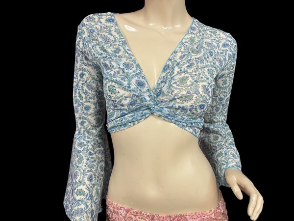 画像2: Amira Jamila オリジナル☆ストレッチチョリ*blue paisley * (2)