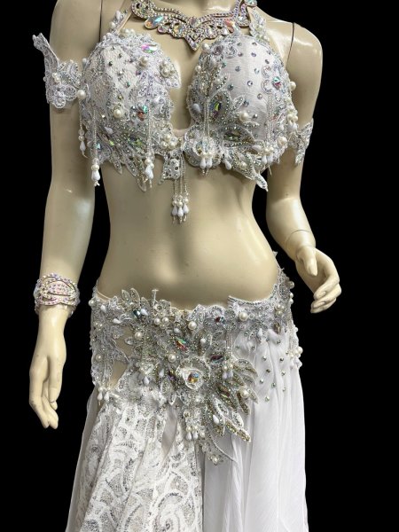 画像3: エジプトAmrオリエンタルコスチューム☆lacy Cristal white ☆ (3)