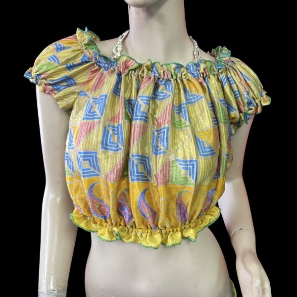 画像1: プリントパフスリーブチョリVVVVI (1)