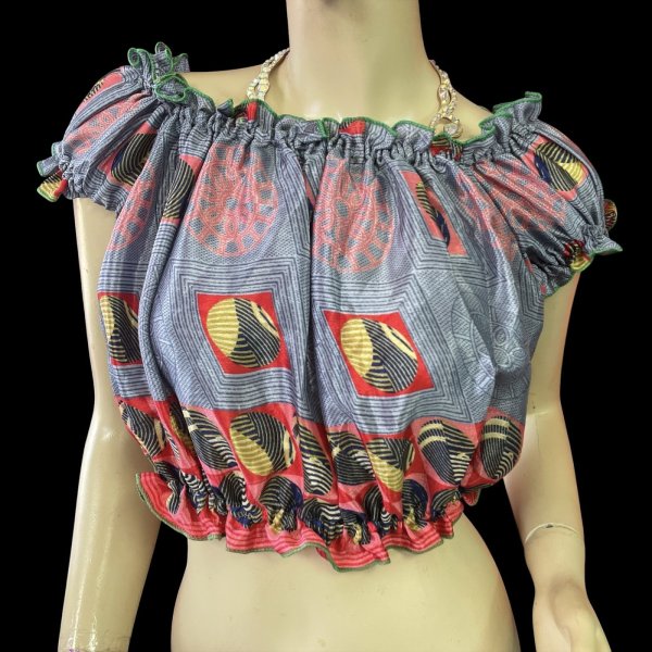 画像1: プリントパフスリーブチョリVVVVV (1)