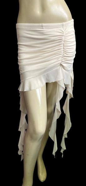 画像1: ストレッチフリルショートスカート☆white cream☆ (1)