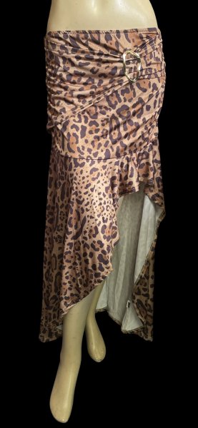 画像1: ストレッチフリルスリットスカート☆leopard ☆ (1)