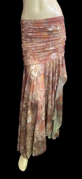 画像1: ストレッチフリルスリットスカート☆paisley brown☆ (1)