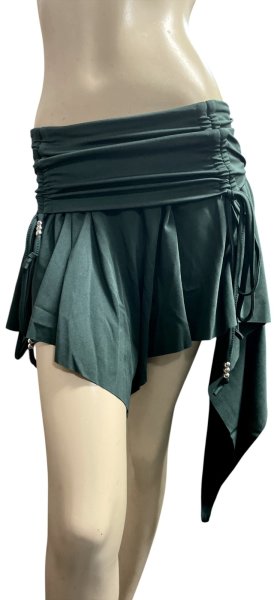 画像1: レースストレッチショートスカート☆dark green ☆ (1)