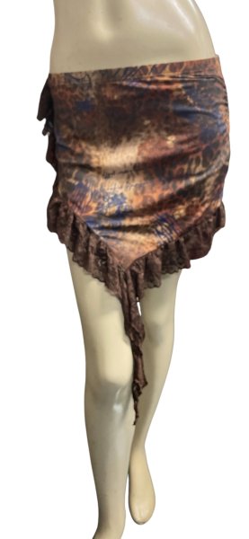 画像1: ストレッチフリルショートスカート☆brown ☆ (1)