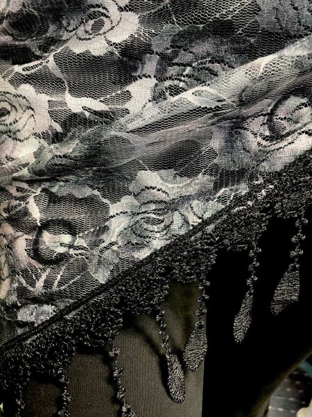 画像2: メッシュフラワースカーフ☆ black &grey☆ (2)