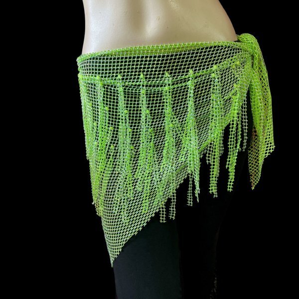 画像1: ゴージャスラインストーンストレッチヒップスカーフ☆lime green☆ (1)