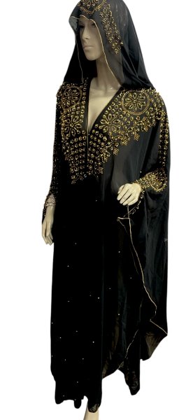 画像3: フーデットキラキラパールカバードレス☆ Black gold rhinestone ☆ (3)