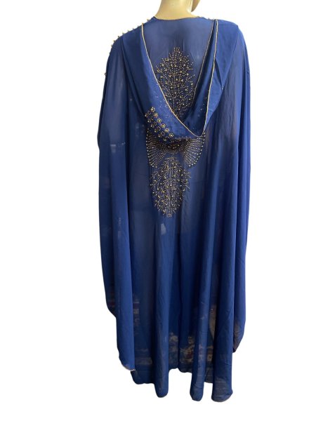 画像4: フーデットキラキラパールカバードレス☆Royal blue gold rhinestone ☆ (4)