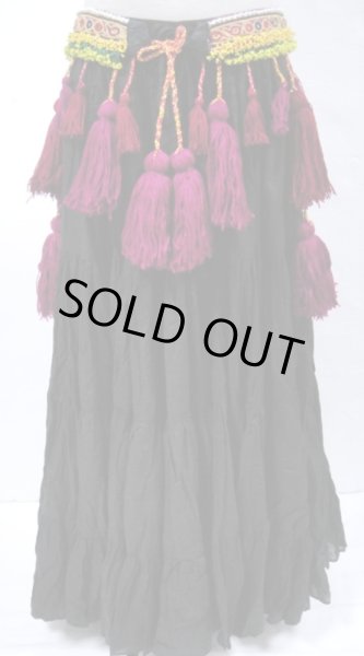 画像2: トライバルタッセルベルト☆エンジ×ボルドー☆ (2)