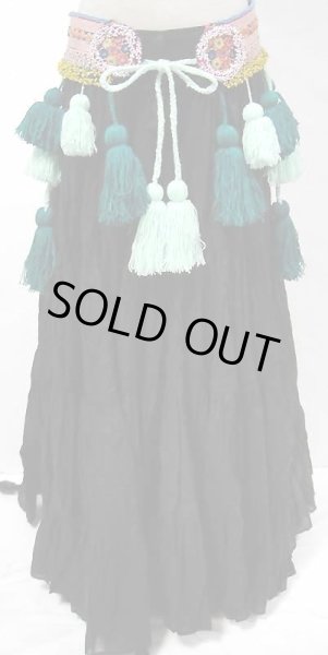 画像2: トライバルタッセルベルト☆ミント×ターコイズグリーン☆ (2)